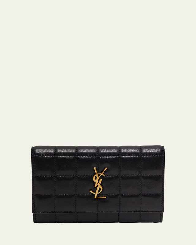 YSL Monogram Flap Small Wallet in Quilted Smooth Leather